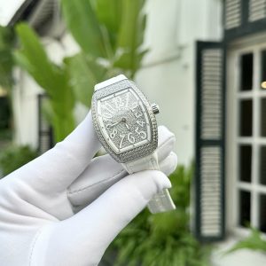 Đồng hồ Franck Muller V32 Rep 11 nữ màu trắng đính đá Swarovski 36mm (5) Đồng hồ Franck Muller V32 Rep 11 nữ màu trắng đính đá Swarovski 36mm (2)
