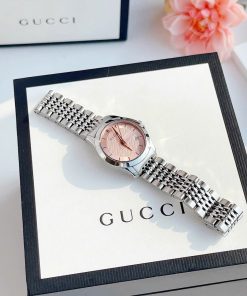Đồng hồ Gucci G-Timeless nữ mặt hồng dây thép Like Auth 28mm