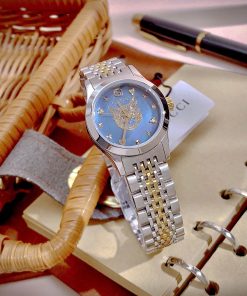 Đồng hồ Gucci nữ mặt khảm trai xanh hình mèo dây demi Like Auth 28mm
