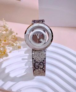 Đồng hồ Gucci nữ mặt nâu dây họa tiết sang trọng Like Auth 38mm