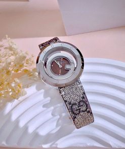 Đồng hồ Gucci nữ mặt nâu dây họa tiết sang trọng Like Auth 38mm