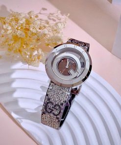Đồng hồ Gucci nữ mặt nâu dây họa tiết sang trọng Like Auth 38mm