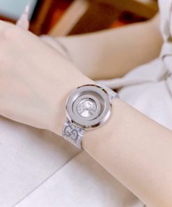 Đồng hồ Gucci nữ thép trắng dây họa tiết sang trọng Like Auth 38mm