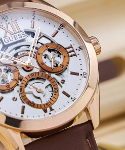 Đồng hồ Guess nam GW0389G8 dây da nâu 6kim Like Auth 42mm