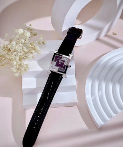 Đồng hồ Hermes nữ mặt vuông dây da đính đá Like Auth 26mm