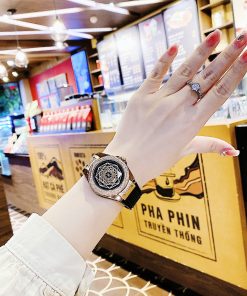 Đồng hồ Huboro cặp nam nữ chính hãng dây cao su đính đá 42mm-36mm