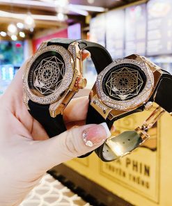 Đồng hồ Huboro cặp nam nữ chính hãng dây cao su đính đá 42mm-36mm