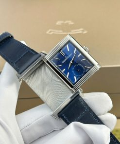 Đồng hồ Jaeger LeCoultre Master Reverso 2 mặt màu xanh trắng Rep 11 MGF 30x40mm (2)
