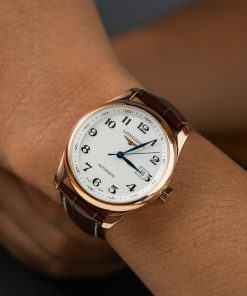 Đồng hồ Longines Master Collection demi rose gold dây da nâu Rep 11 cao cấp 38 (2)
