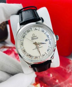 Đồng hồ Omega Globemaster annual calendar nam dây da Fake cao cấp 40mm (9)