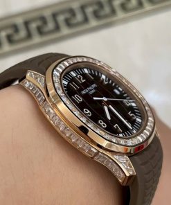 Đồng hồ Patek Philippe Aquanaut 5167 Rep 1 1 mặt nâu đính đá baguette GRF 40mm (2)