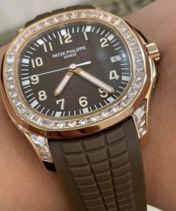 Đồng hồ Patek Philippe Aquanaut 5167 Rep 1 1 mặt nâu đính đá baguette GRF 40mm (2)