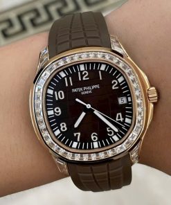 Đồng hồ Patek Philippe Aquanaut 5167 Rep 1 1 mặt nâu đính đá baguette GRF 40mm (2)