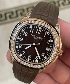 Đồng hồ Patek Philippe Aquanaut 5167 Rep 1 1 mặt nâu đính đá baguette GRF 40mm (2)