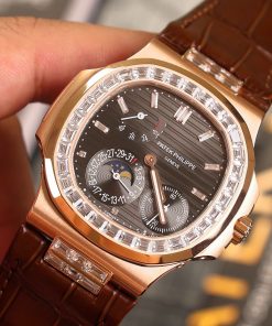 Đồng hồ Patek Philippe Nautilus 5724 rose gold dây da nâu nhà máy GR 40mm (1)