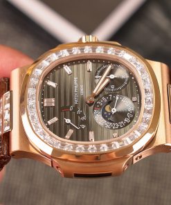 Đồng hồ Patek Philippe Nautilus 5724 rose gold dây da nâu nhà máy GR 40mm (1)