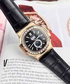 Đồng hồ Patek philipe Nautilus 5726 KingGold dây da viền đá baguette Fake 11 40mm (1)