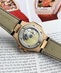 Đồng hồ Patek philipe Nautilus 5726 KingGold dây da viền đá baguette Fake 11 40mm (1)