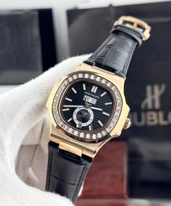 Đồng hồ Patek philipe Nautilus 5726 KingGold dây da viền đá baguette Fake 11 40mm (1)
