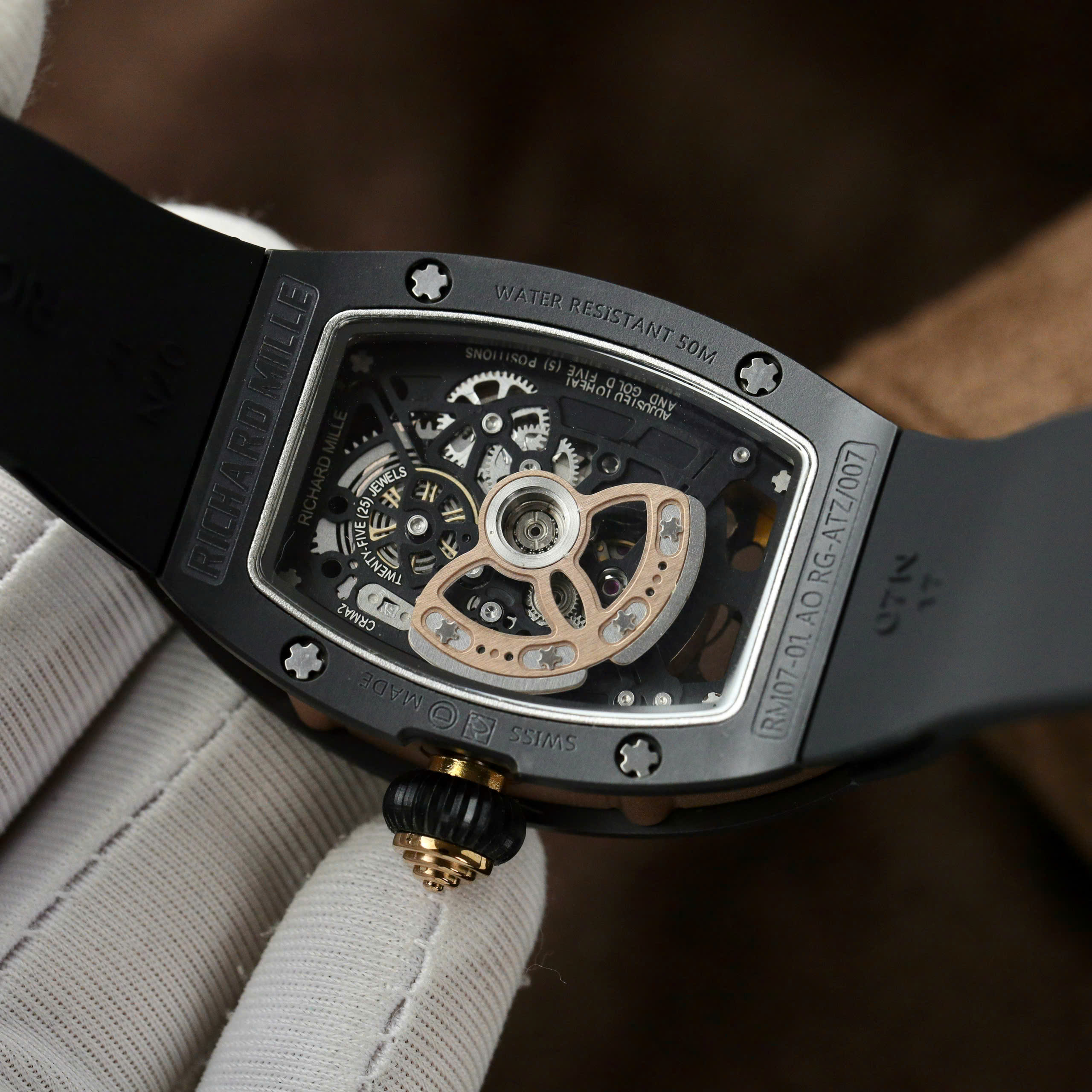 Đồng hồ Richard Mille RM07-01 Replica 11 vỏ gốm đen dây cao su 36mm (1) Đồng hồ Richard Mille RM07-01 Replica 11 vỏ gốm đen dây cao su 36mm (2)