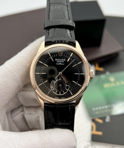 Đồng hồ Rolex Cellini Dual Time Replica cao cấp nhất màu đen 39mm (6)