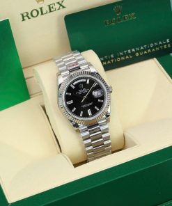 Đồng hồ Rolex Day-Date 228236 Rep 11 mặt đen cọc số đá baguette trọng lượng 175gram GMF 40mm (2)