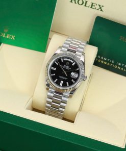 Đồng hồ Rolex Day-Date 228236 Rep 11 mặt đen cọc số đá baguette trọng lượng 175gram GMF 40mm (2)