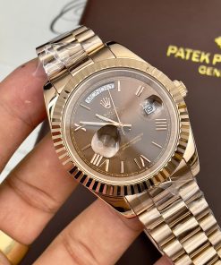 Đồng hồ Rolex Day-Date Chocolate nam cọc số la mã Fake cao cấp 38-40mm