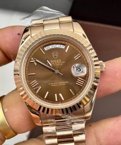 Đồng hồ Rolex Day-Date Chocolate nam cọc số la mã Fake cao cấp 38-40mm