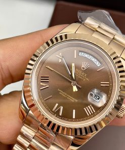 Đồng hồ Rolex Day-Date Chocolate nam cọc số la mã Fake cao cấp 38-40mm