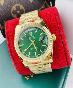 Đồng hồ Rolex Day-Date nam Green cọc số dạ quang Super Fake máy cơ Nhật 37mm