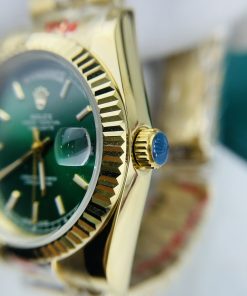Đồng hồ Rolex Day-Date nam Green cọc số dạ quang Super Fake máy cơ Nhật 37mm