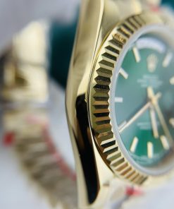Đồng hồ Rolex Day-Date nam Green cọc số dạ quang Super Fake máy cơ Nhật 37mm