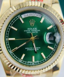 Đồng hồ Rolex Day-Date nam Green cọc số dạ quang Super Fake máy cơ Nhật 37mm