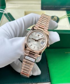 Đồng Hồ Rolex Day-Date 128235 Chế Tác mặt số bạc trọng lượng 158gram nhà máy QF 36mm (2)