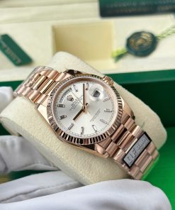 Đồng Hồ Rolex Day-Date 128235 Chế Tác mặt số bạc trọng lượng 158gram nhà máy QF 36mm (2)