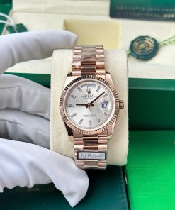 Đồng Hồ Rolex Day-Date 128235 Chế Tác mặt số bạc trọng lượng 158gram nhà máy QF 36mm (2)