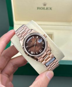 Đồng Hồ Rolex Day-Date 128235 Rep 11 mặt chocolate trọng lượng 158gram nhà máy QF 36mm (2)