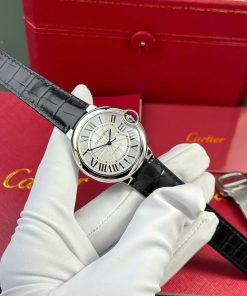 Đồng hồ Cartier Ballon Bleu Rep 11 nam mặt trắng dây da nhà máy AF 36mm (2)