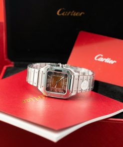 Đồng hồ Cartier Santos Rep 11 cao cấp nữ mặt nâu nhà máy BV 35mm (2)