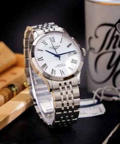 Đồng hồ Longines Record mặt trắng cọc số la mã dây kim loại Fake 11 40mm