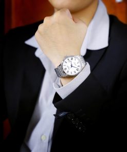 Đồng hồ Longines Record mặt trắng cọc số la mã dây kim loại Fake 11 40mm