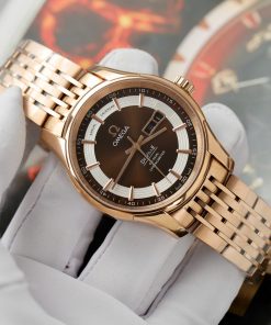 Đồng hồ Omega De Ville Hour Vision Co-Axial Rep 11 màu nâu dây kim loại 41mm (2)