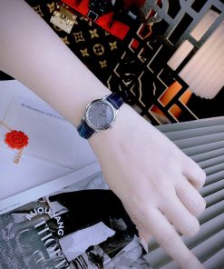 Đồng hồ Omega De Ville nữ Gray dây da xanh máy Nhật Fake cao cấp 27.5mm