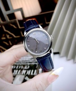 Đồng hồ Omega De Ville nữ Gray dây da xanh máy Nhật Fake cao cấp 27.5mm