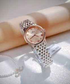 Đồng hồ Omega De Ville nữ demi dây kim loại máy Nhật Fake cao cấp 27.5mm
