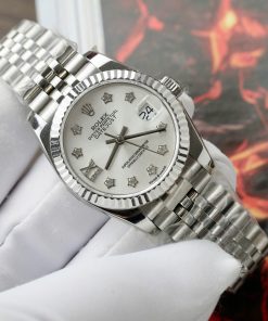 Đồng hồ Rolex DateJust Rep 11 cao cấp nữ mặt bạc cọc số hình ông sao 31mm (2)