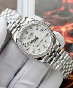 Đồng hồ Rolex DateJust Rep 11 cao cấp nữ mặt trắng cọc số dạ quang GSF 31mm (2)