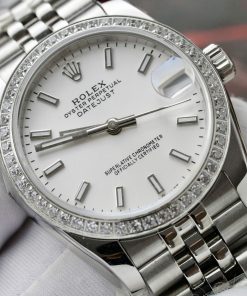 Đồng hồ Rolex DateJust Rep 11 cao cấp nữ mặt trắng cọc số dạ quang GSF 31mm (2)