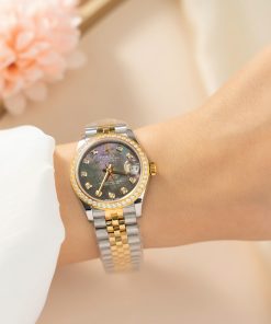 Đồng hồ Rolex DateJust Replica 11 nữ mặt khảm xà cừ tím 31mm (1)
